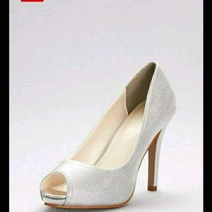 Silver Shimmer Platform Shoes Size 6